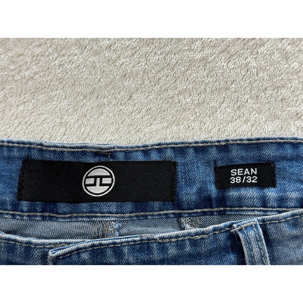 Jordan Craig Mens Sean Moto Distressed Slim Fit Blue Jeans 38x32 Meas: 39x31.5 - Picture 4 of 6